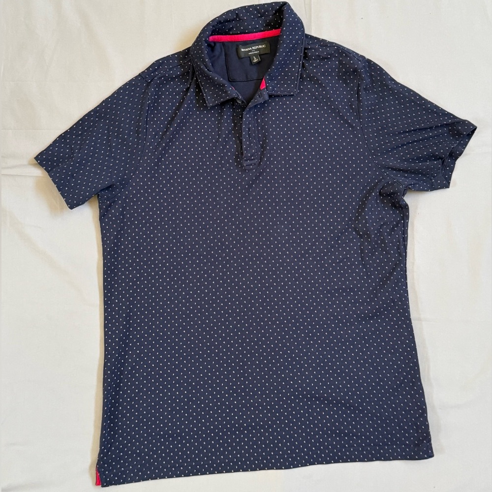 Banana Republic Navy Polo with White Dots
